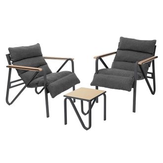 ML Design Conjunto de muebles de jard&iacute;n, gris-antracita, 2x sillas y 1x mesa