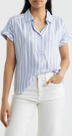 Beach Lunch Lounge Darby Short Sleeve Button-Up Shirt in Prisma Blue at Nordstrom, Size X-Small