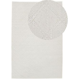 Beliani Tappeto Moderno Rettangolare 140 x 200 cm Shaggy Bianco Sporco Ellek
