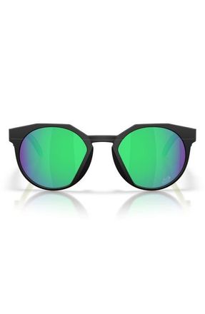 Oakley HSTN 52mm Round Sunglasses in Matte Black /Prizm Jade at Nordstrom