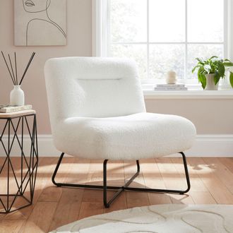 GFW Willow Boucl&eacute; Teddy Accent Chair in Cream