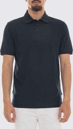 HUGO BOSS Polo in maglia di cotone con motivo jacquard e colletto a costine