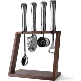 Final Touch 4 Piece Bar Tool Set with Stand - Black Chrome Metal Handles at Nordstrom