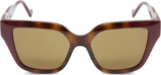 Gucci 2020s zonnebril met geometrisch montuur en logo - Bruin