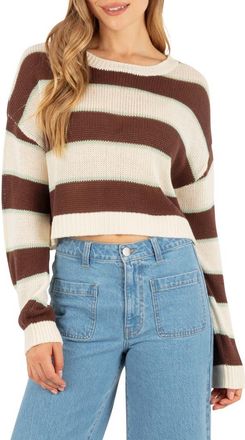 Hurley Delta Striped Cropped Open Knit Sweater in Cappucino at Nordstrom, Size X-Large