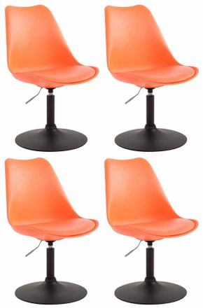 Clp Set De 4 Sillas De Comedor Maverick Con Pie De Trompeta Naranja Negro