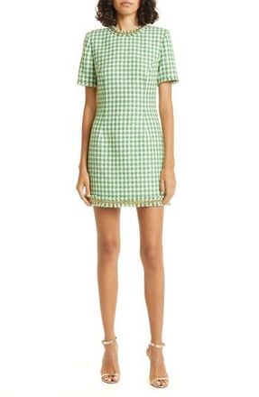 Rebecca Vallance Cher Fringe Tweed Minidress in Green Check at Nordstrom Rack, Size 0 Us / 4 Au