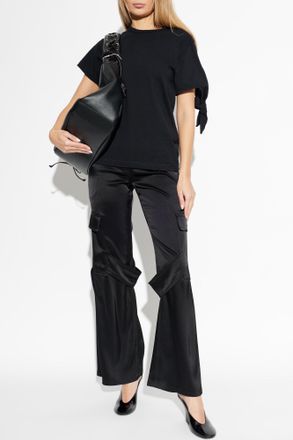 Courr&egrave;ges Satin Cargo Pants, Womens, Black
