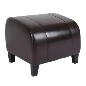Hhg Hhg - Poggiapiedi Pouf Elegante Sgabello Emmen Pelle 47x45x37cm Marrone