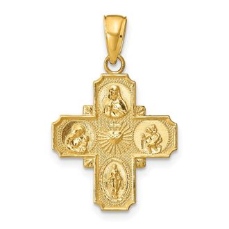 Diamond2Deal 10k Yellow Gold 4-Way Medal Pendant