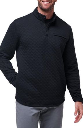 Travis Mathew Transatlantic Quilted Henley Pullover in Black at Nordstrom, Size Xxx-Large