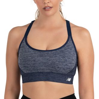 New Balance Womens Seamless MID Impact/Medium Support Adjustable Cami Sport Bra with Removable Pads, Pigment, M