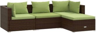 vidaXL Vidaxl - Set Muebles De Jard&iacute;n 4 Piezas Y Cojines Rat&aacute;n Sint&eacute;tico Marr&oacute;n