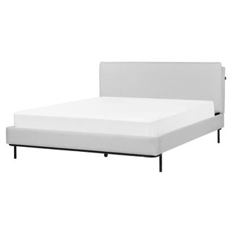 Beliani Cama Con Somier Con Cabecero Moderna Tapizado De Tela De Poli&eacute;ster Gris 160 X 200 Cm Corio