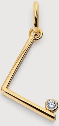 Monica Vinader Gold Solitaire Diamond Initial L Pendant Lab Grown Diamond