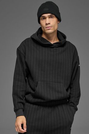Alo | Pinstripe Hoodie in Black Pinstripe, Size: Small
