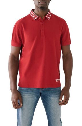 True Religion Logo Collar Cotton Polo in Red Dahlia at Nordstrom, Size X-Large