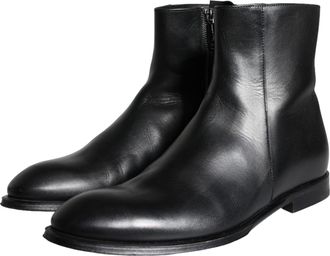 Dolce & Gabbana Black Calf Leather Men Ankle Boots Shoes