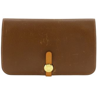Herm&egrave;s Brown Togo Leather Long Wallet (Bi-Fold) (Pre-Owned)