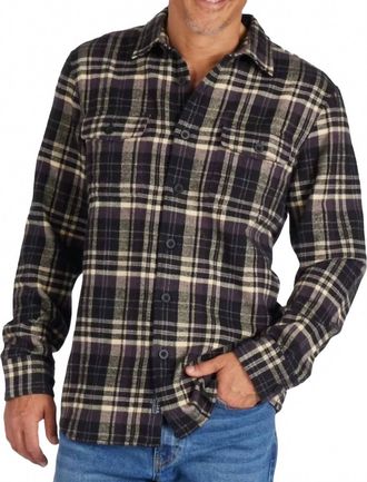 Grayers Herringbone Heritage Flannel Plaid Shirt In Black Cream
