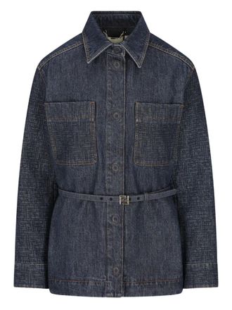 Fendi Giacca-Camicia Go-To In Denim Con Motivo Ff Trapuntato-Donna