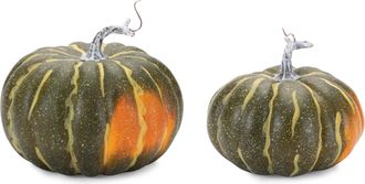 Melrose International Foam Pumpkin Decor (Set of 2) - Green, Orange
