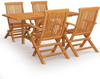 vidaXL Juego De Comedor Para Jard&iacute;n 5 Piezas Madera Maciza Teca Vidaxl