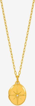 Dower & Hall Diamond Starburst Oval Locket in Yellow Gold Vermeil at Nordstrom, Size 18