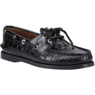 Sperry Top-Sider Authentic 2 Eye Leather WoMens Black Boat Shoes - Size UK 4.5