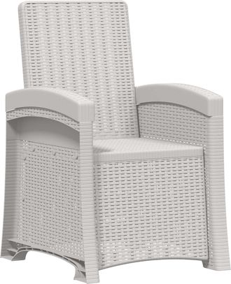 vidaXL Sill&oacute;n De Jard&iacute;n Reclinable Imitaci&oacute;n Rat&aacute;n Blanco Pp Vidaxl