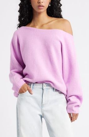 BP. Lofty Boat Neck Oversize Sweater in Purple Moth at Nordstrom Rack, Size Large