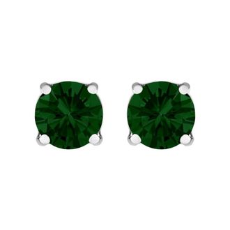 House of Brilliance 14K White Gold 1.0 Cttw Lab Grown Green Diamond Classic Solitaire Stud Earrings