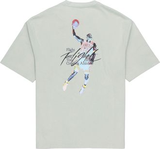 Nike Jordan Mens Air Jordan Back Character Alphabet Printing Casual Round Neck Short Sleeve Water Blue T-Shirt DM1445-017