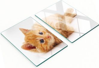 OEM Tablas De Servir De Cristal Para Cocina Con Dibujos De Gato Rojo, 2 X 40 X 52 Cm