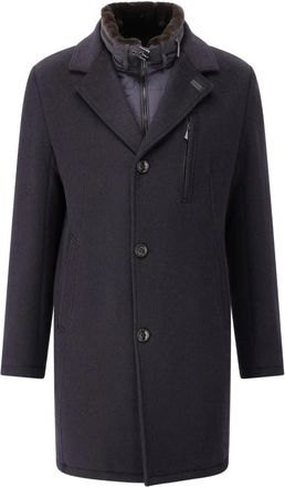 Gimos Wollen Jas met Afneembare Capuchon - Heren - Mantel - Blauw - XL - Wol - Jassen