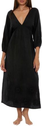 Trina Turk Serene Cotton Cover-Up Maxi Dress in Black at Nordstrom, Size X-Large