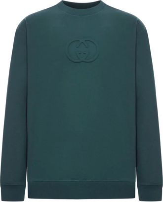 Gucci logo-embossed cotton sweatshirt - men - Cotton - L - Green