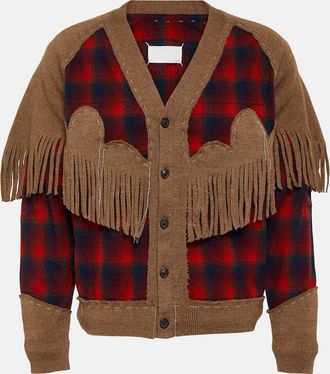 Maison Margiela Fringed checked wool cardigan
