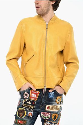 Dsquared2 Leather Jacket with Zip On Sleeve size 48