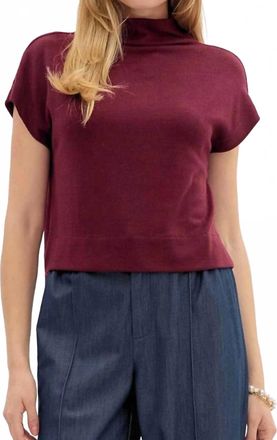 Entro Megan Knit Mock Neck Top In Burgundy