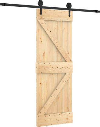 vidaXL Puerta Corredera Natural Y Negro 70 X 210 Cm Vidaxl
