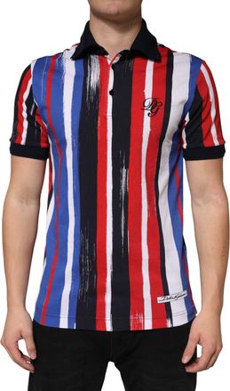 Dolce & Gabbana Multicolor Stripes Cotton Men Polo Mens T-shirt