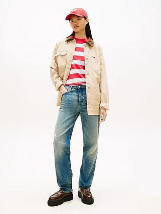 Tommy Hilfiger Distressed Mid Rise Slim Straight Leg Jeans