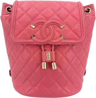 Chanel Pre-owned Matelasse Rugzak - Dames - Vintage Rugzakken - Roze - ONE Size - Leer - Vintage