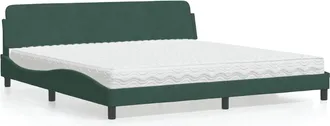 vidaXL Vidaxl - Cama Con Colch&oacute;n Terciopelo Verde Oscuro 200x200 Cm