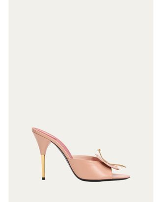 Valentino Garavani 105mm Flutterby Embellished Leather Slide Sandals