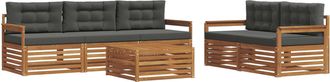 vidaXL Conjunto De Sof&aacute;s De Exterior 6 Uds. Natural Y Antracita Vidaxl