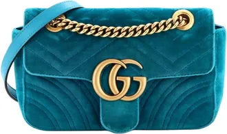 Gucci Gg Marmont Flap Bag Matelass&eacute; Velvet Small (Authentic Pre-Loved)