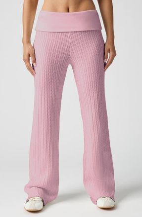 Florence By Mills Mini Cable Stitch Foldover Sweater Pants in Bonbon at Nordstrom, Size Xx-Small