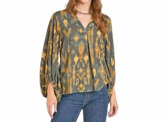 Panhandle Balloon Sleeve Top In Olive